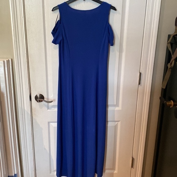 NY collection size S royal blue short sleeve cold shoulder Hi low maxi dress NWT - Picture 6 of 9